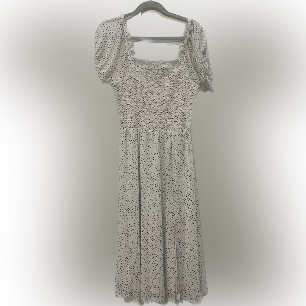 Polka dot white summer dress